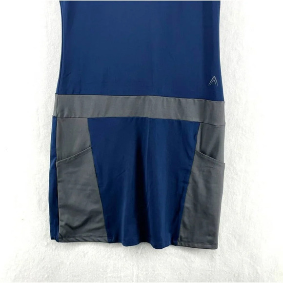Aero Dynamic Athletic Dress Womens Sz L Blue Colorblock Scoop Neck Front Pockets - Picture 6 of 11